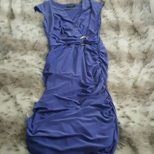 Nine West Periwinkle v-neck dress with brass